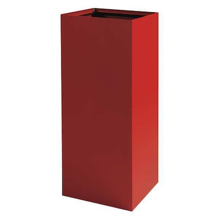 SAFCO 37 gal Square Recycling Bin, Open Top, Red, Steel, 1 Openings 2983BG