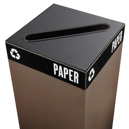 Safco Public Square 25 gal, 42 gal Slot Lid, Flat Black, metal, 1 Openings 15 in W/Dia 2987BL