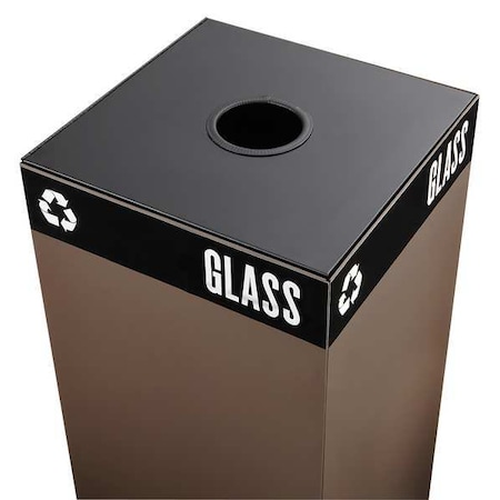 Safco Public Square 25 gal Recycling Lid, Flat Black, Steel, 1 Openings 15 in W/Dia 2988BL