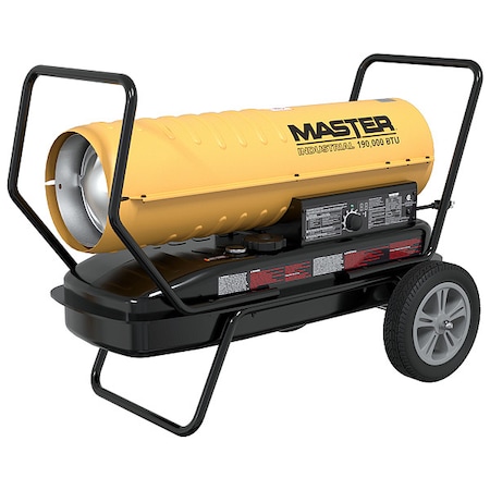 Master Portable Oil and Kerosene Torpedo Heater, Diesel, Kerosene, 630 cfm, 4,300 sq ft Heat Area 13 gal 190TMHD-KFA