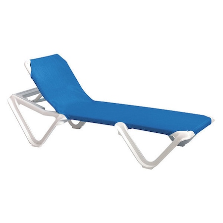 Grosfillex Nautical Sling Chaise, Blue/White, PK2 US910106