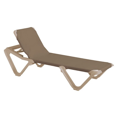 Grosfillex Nautical Sling Chaise, Taupe/Sndstne, PK2 US155181