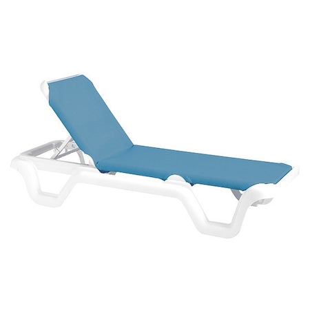 Grosfillex Marina Sling Chaise, Sky Blue/White, PK2 US404194