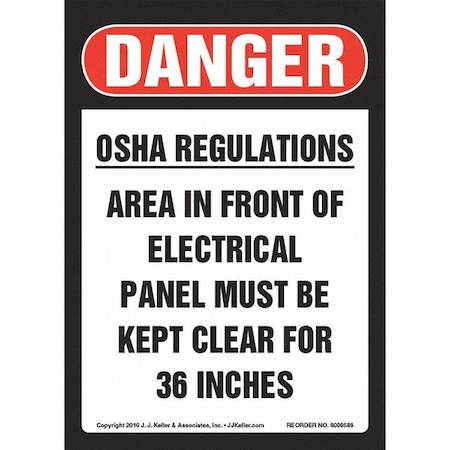 Jj Keller Area Must Be Kept Clear, OSHA Label 8001297