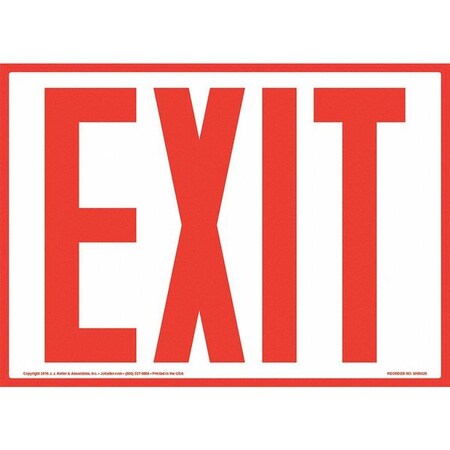 Jj Keller Exit Sign, Red, 10" x 7", Plastic 8001136