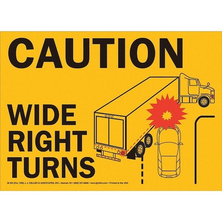 Jj Keller Caution Wide Right Turns, Horizontal 965