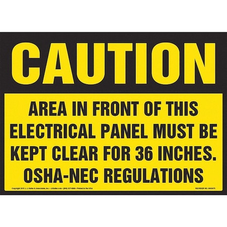 Jj Keller Caution, Keep Electrical Panel Clear 8001158