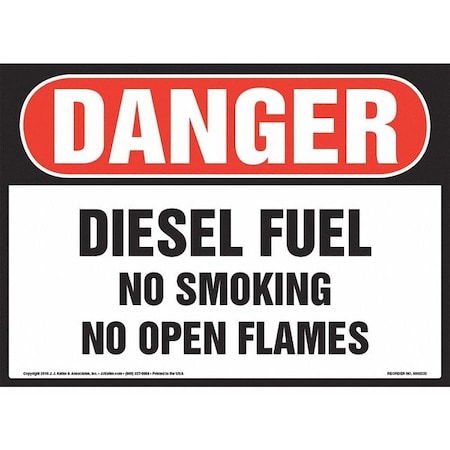 Jj Keller Danger, Deisel Fuel, 14" x 10", Vinyl 8001197