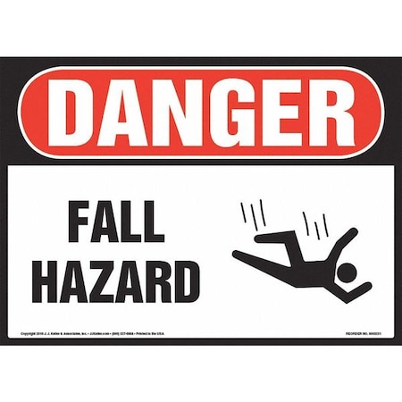 Jj Keller Danger, Fall Hazard, 14" x 10", Aluminum 8001221
