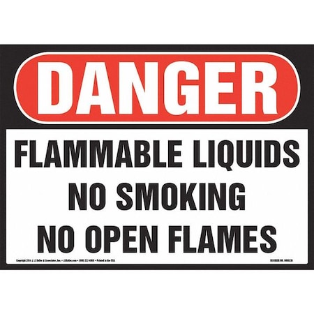 Jj Keller Danger, Flammable Liquids, OSHA Sign 8001198