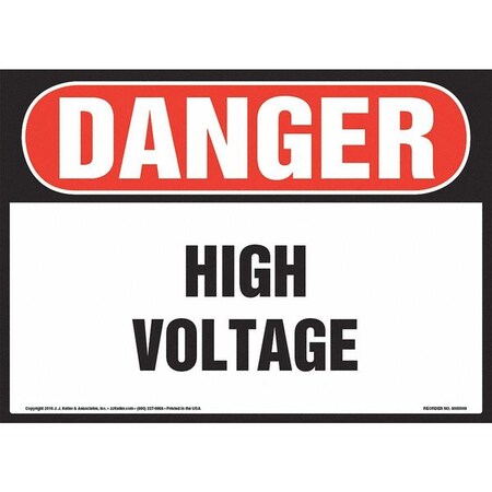 Jj Keller High Voltage, OSHA Sign, 10" x 7", Vinyl 8001155