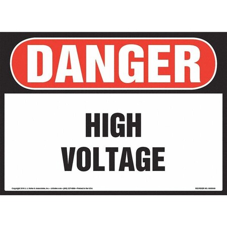 Jj Keller High Voltage, OSHA Sign, 10"x7", Laminated 8001157