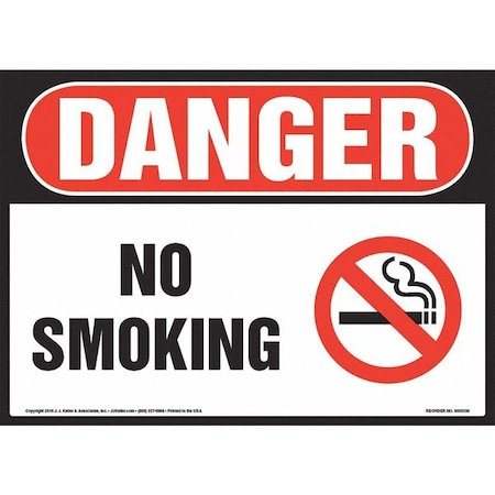 Jj Keller No Smoking, OSHA Sign, 10" x 7", Vinyl, 8001250 8001250