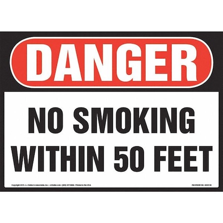 Jj Keller No Smoking Within 50 Feet Sign, 14"x10", 8001181 8001181