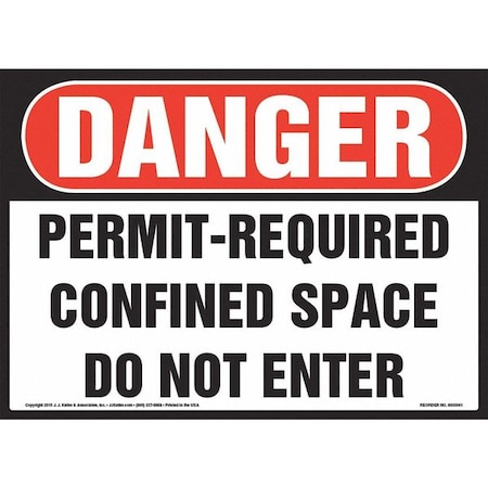 Jj Keller Permit-Required Confined Space, 10" x 7" 8001152