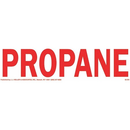 Jj Keller Hazmat Sign, Propane, Vinyl, 10" x 3" 1421