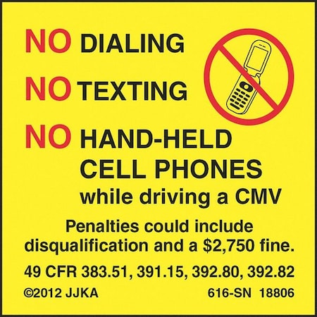 Jj Keller No Texting Label 18806