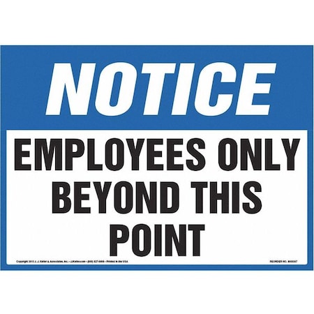 Jj Keller Notice, Employees Only, 14"x10", Laminated 8001210