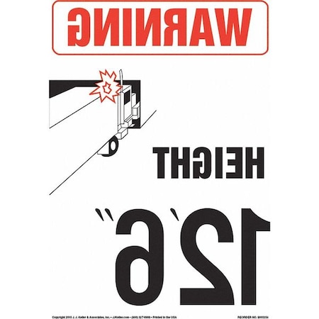 Jj Keller Vehicle Height 12 ft., 6" Reverse Sign 8001228