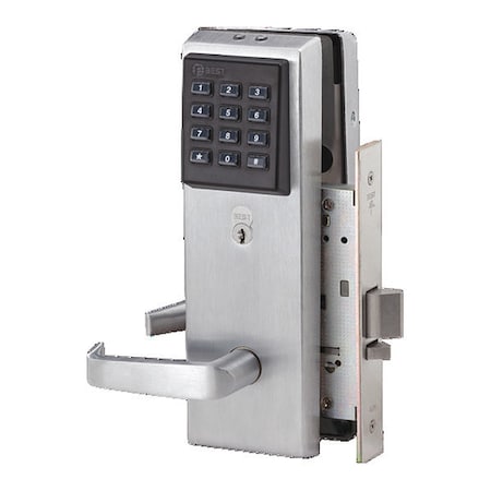 Best Mortise 45HZ Lock, Latch, Keypad, Lever, Satin Chrome, RH 45HZ7DV14KP626RH
