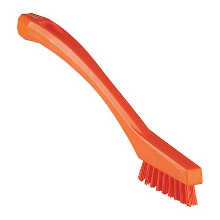 Vikan 1/2 in W Detail Brush, Stiff, 5 1/2 in L Handle, 2 in L Brush, Orange, Plastic, 8 in L Overall 44017