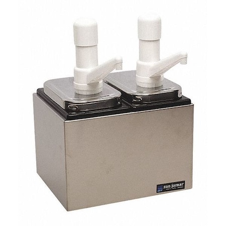 San Jamar Condiment Pump Center, 2 Wells, Pumps P9712