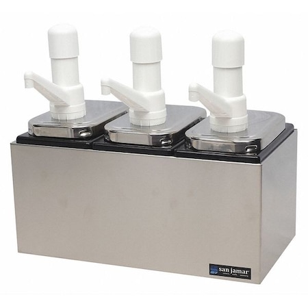 San Jamar Condiment Pump Center, 3 Wells, Pumps P9713