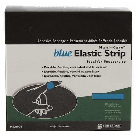 Mani-Kare Bandages, 87" x 3", Strip, 50 pcs., Blu, PK3 MK0901