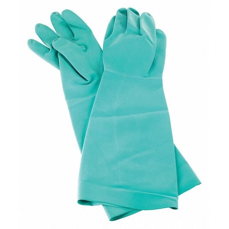 San Jamar Chemical Resistant Gloves, Nitrile, 1 PR, Green 19NU-L
