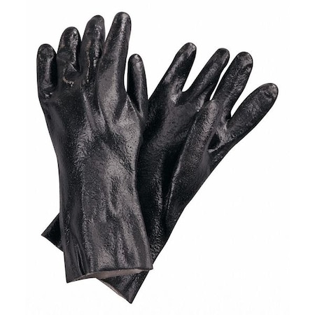 San Jamar Chemical Resistant Gloves, PVC, 12 PK, Black 884