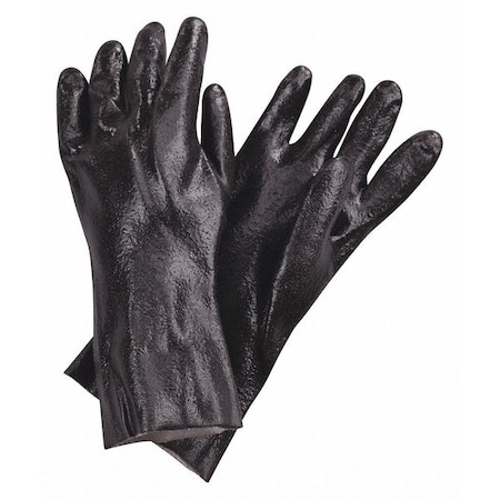 San Jamar Chemical Resistant Gloves, PVC, 12 PK, Black 887