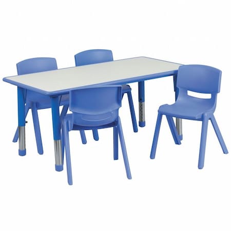 Flash Furniture Rectangle Activity Table, Plastic, Steel, Grey YU-YCY-060-0034-RECT-TBL-BLUE-GG