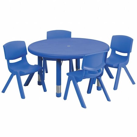 Flash Furniture Round Activity Table, 33 W, 33 L, 23.75 H, Plastic, Steel, Blue YU-YCX-0073-2-ROUND-TBL-BLUE-E-GG