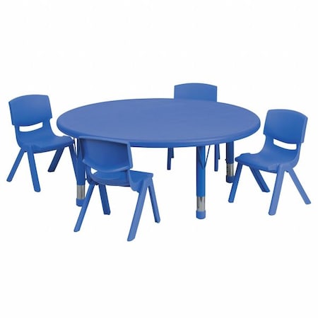 Flash Furniture Round Activity Table, Plastic, Steel, Blue YU-YCX-0053-2-ROUND-TBL-BLUE-E-GG