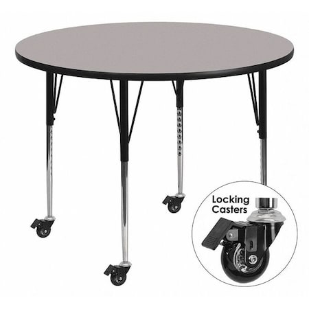 Flash Furniture Round Actvity Table, Round, Gray, Lckng Cstrs, 42", Laminate, Grey XU-A42-RND-GY-H-A-CAS-GG