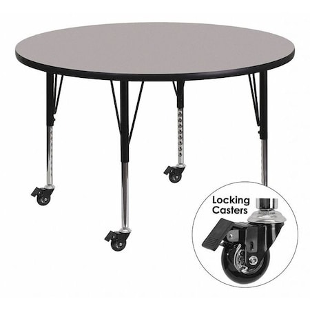 Flash Furniture Round Actvity Table, Round, Gray, Lckng Cstrs, 42", Laminate, Grey XU-A42-RND-GY-H-P-CAS-GG