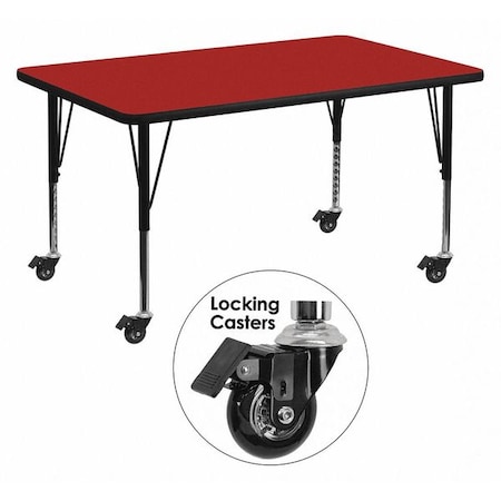 Flash Furniture Rectangle Activity Table, Laminate, Red XU-A3048-REC-RED-T-P-CAS-GG