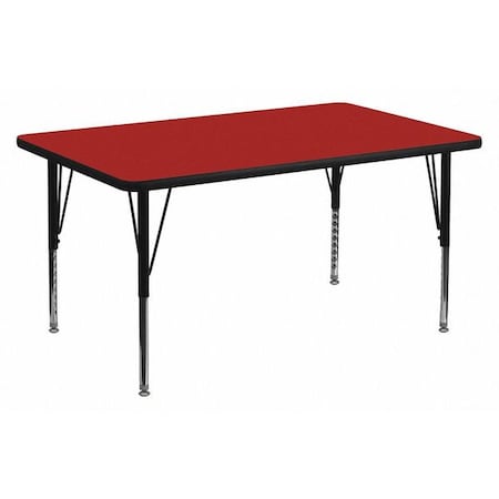 Flash Furniture Rectangle Activity Table, 30" W, 48" L, 25.125" H, Laminate, Red XU-A3048-REC-RED-T-P-GG