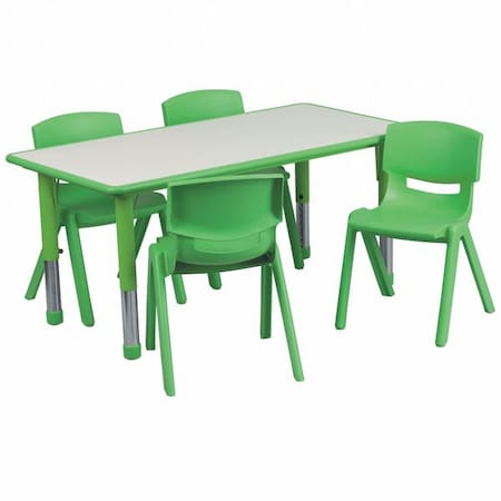 Flash Furniture Rectangle Activity Table, Plastic, Steel, Grey YU-YCY-060-0034-RECT-TBL-GREEN-GG