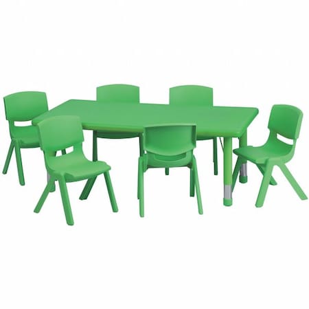 Flash Furniture Rectangle Activity Table, Plastic, Steel, Green YU-YCX-0013-2-RECT-TBL-GREEN-E-GG