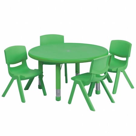 Flash Furniture Round Activity Table, Plastic, Steel, Green YU-YCX-0073-2-ROUND-TBL-GREEN-E-GG