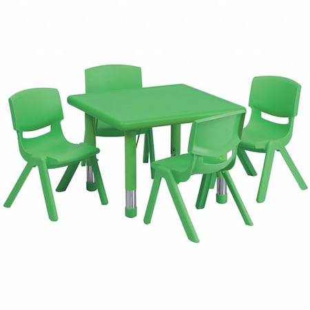 Flash Furniture Square Activity Table, Plastic, Steel, Green YU-YCX-0023-2-SQR-TBL-GREEN-E-GG