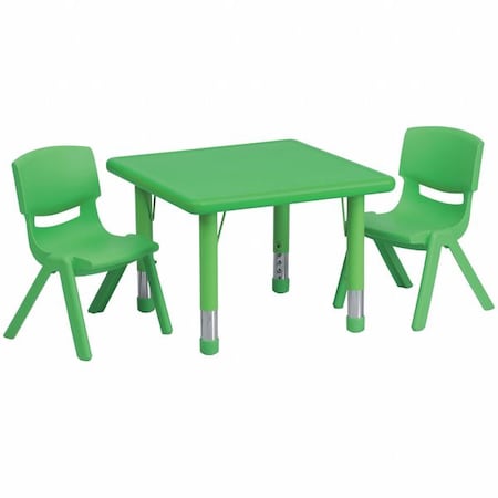 Flash Furniture Square Activity Table, Plastic, Steel, Green YU-YCX-0023-2-SQR-TBL-GREEN-R-GG