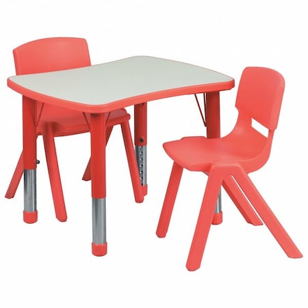 Flash Furniture Rectangle Table Set, Plastic, Steel, Grey YU-YCY-098-0032-RECT-TBL-RED-GG