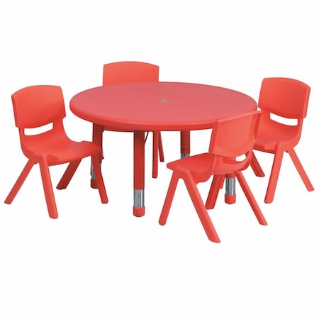 Flash Furniture Round Activity Table, Plastic, Steel, Red YU-YCX-0073-2-ROUND-TBL-RED-E-GG