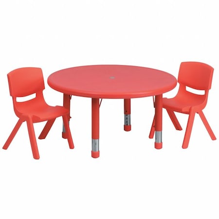 Flash Furniture Round Activity Table, 33 W, 33 L, 23.75 H, Plastic, Steel, Red YU-YCX-0073-2-ROUND-TBL-RED-R-GG