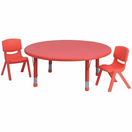 Flash Furniture Round Activity Table, 45 W, 45 L, 23.75 H, Plastic, Steel, Red YU-YCX-0053-2-ROUND-TBL-RED-R-GG