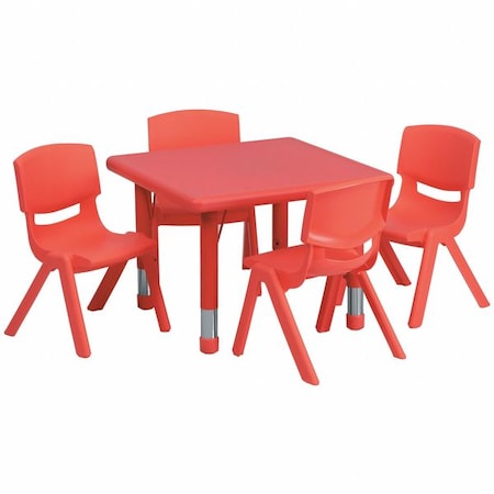 Flash Furniture Square Activity Table, Plastic, Steel, Red YU-YCX-0023-2-SQR-TBL-RED-E-GG