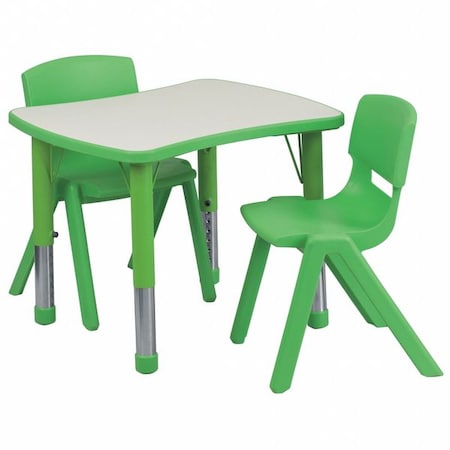 Flash Furniture Rectangle Activity Table, 21.875 W, 26.625 L, 23.5 H, Plastic, Steel, Grey YU-YCY-098-0032-RECT-TBL-GREEN-GG