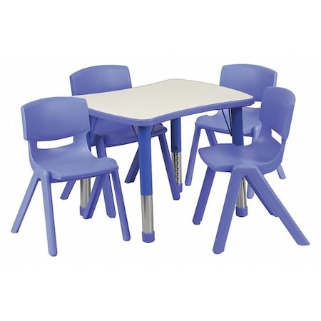 Flash Furniture Rectangle Activity Table, 21.875 W, 26.625 L, 23.5 H, Plastic, Steel, Grey YU-YCY-098-0034-RECT-TBL-BLUE-GG